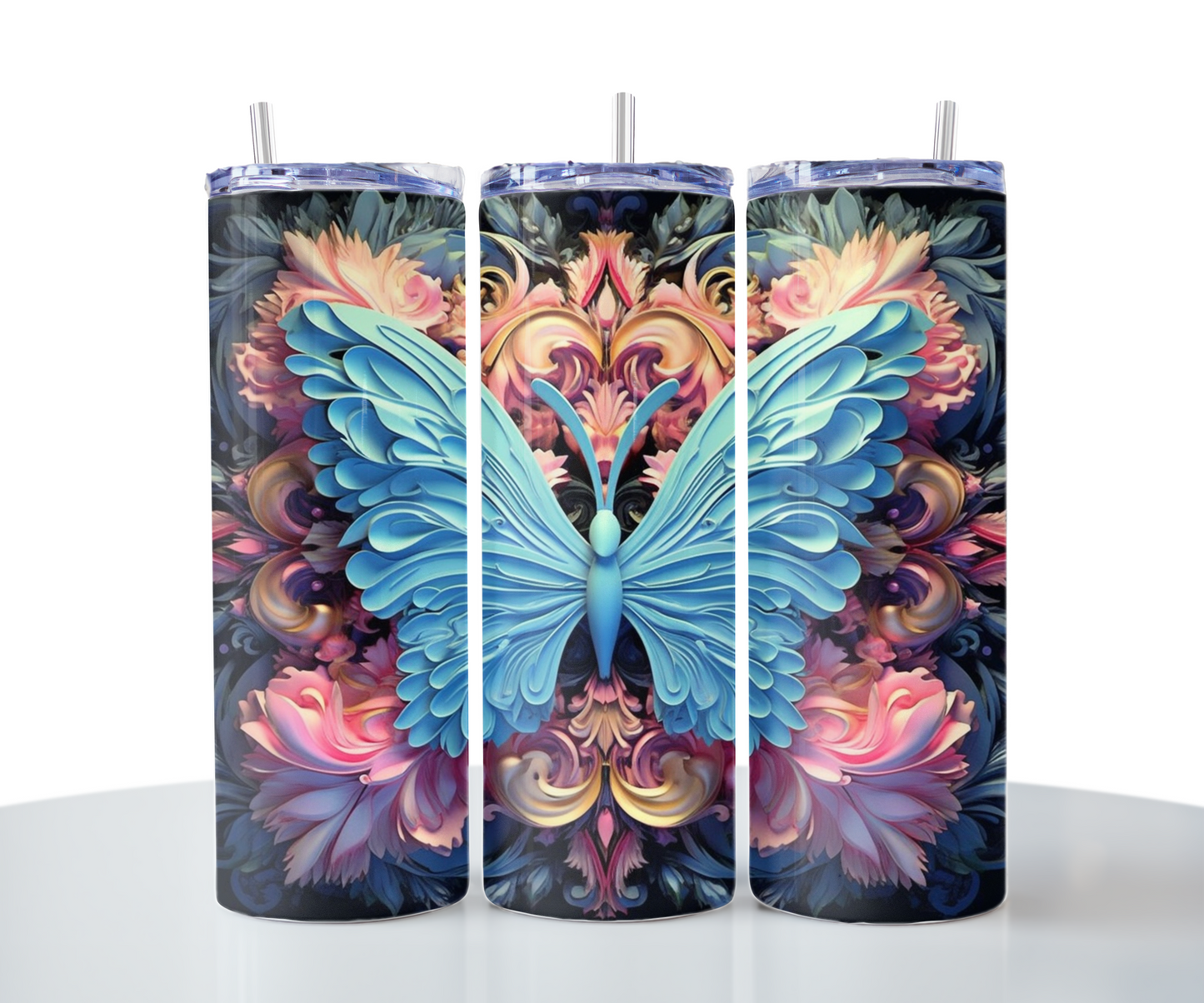 20oz Skinny Tumbler Butterfly