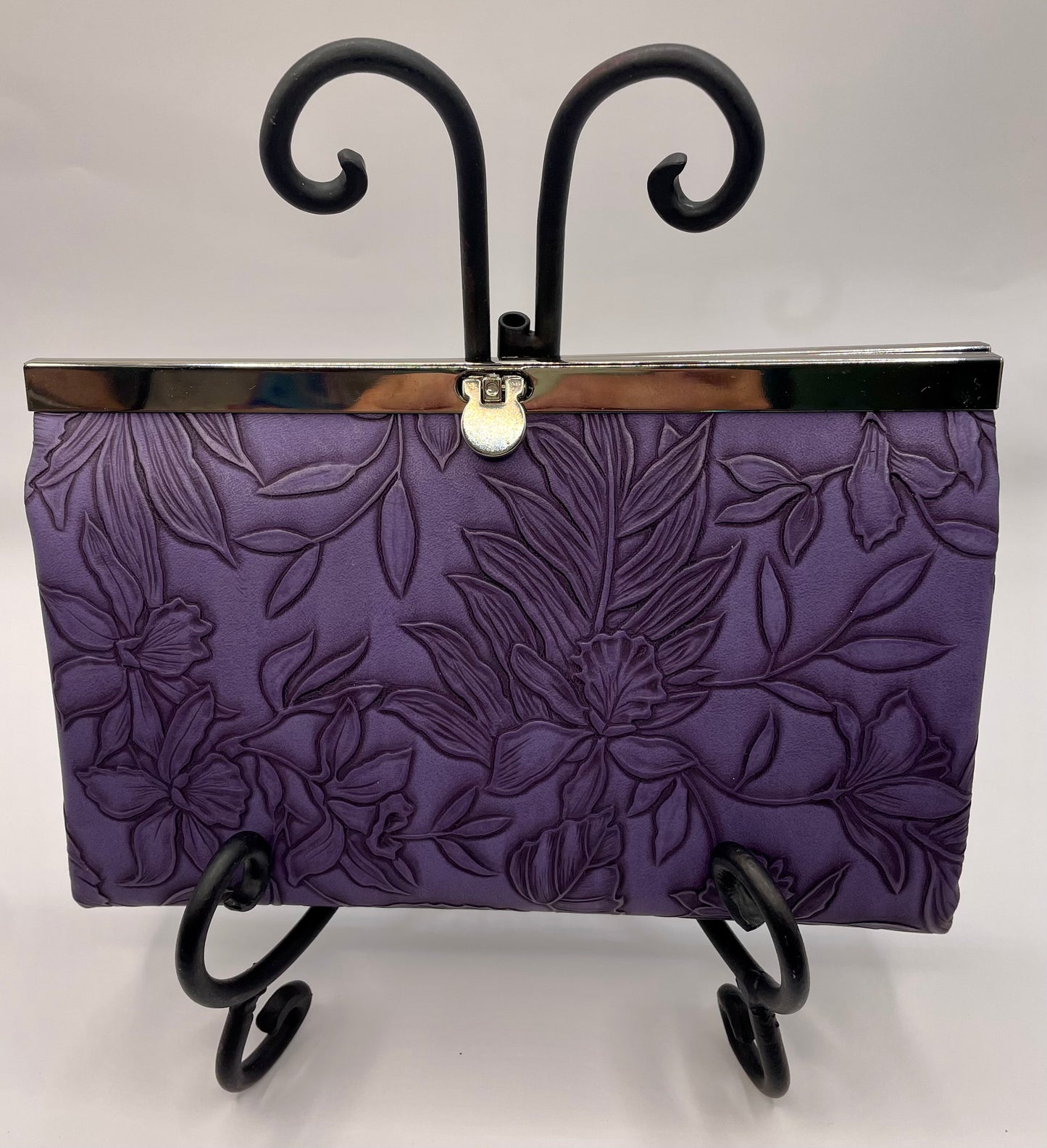 Wallet/Clutch with Purple Embossed Faux Leather