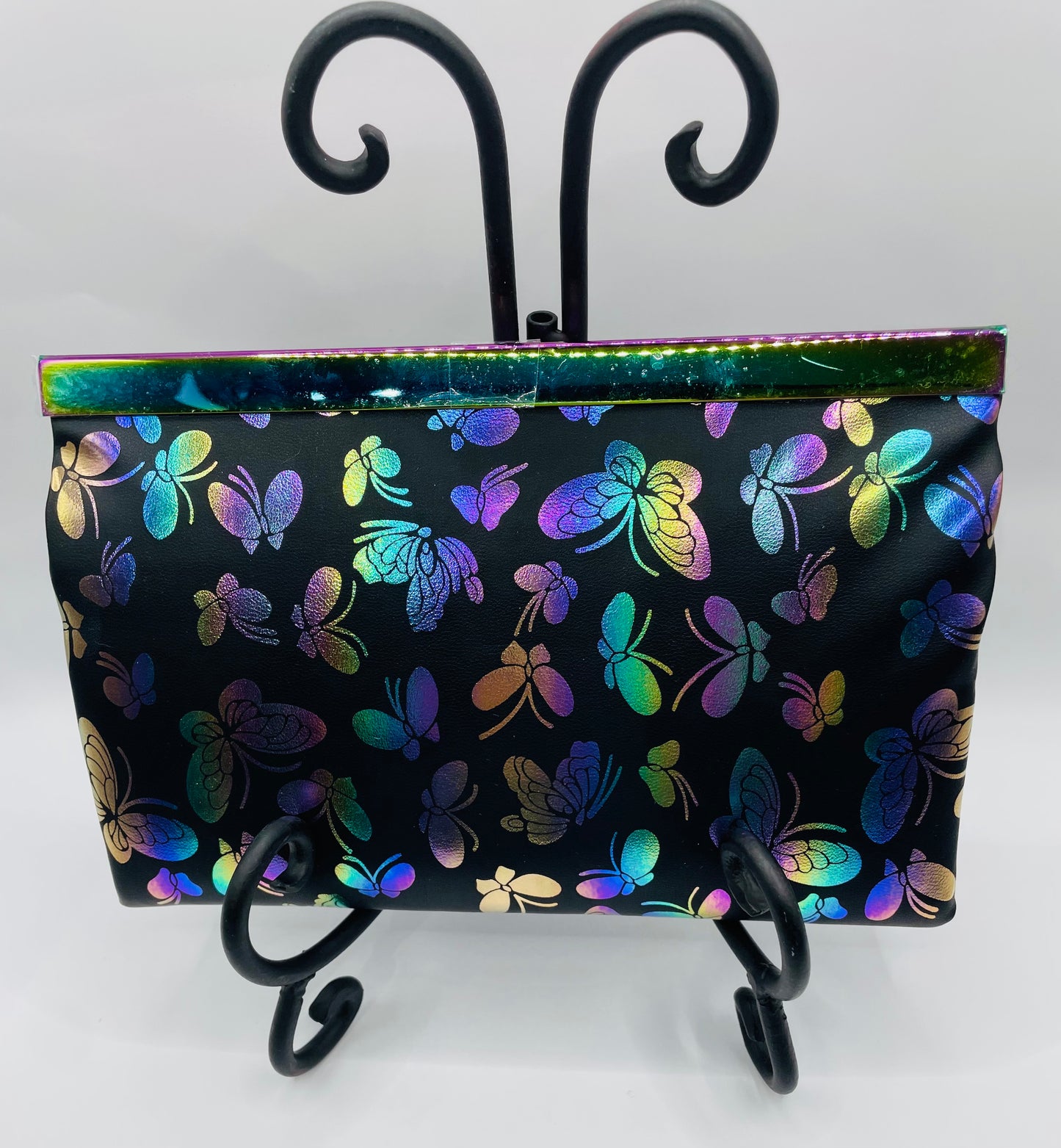 Womens Wallet/Clutch Metallic Rainbow Butterflies