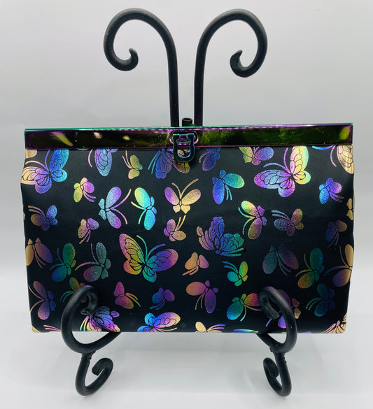 Womens Wallet/Clutch Metallic Rainbow Butterflies