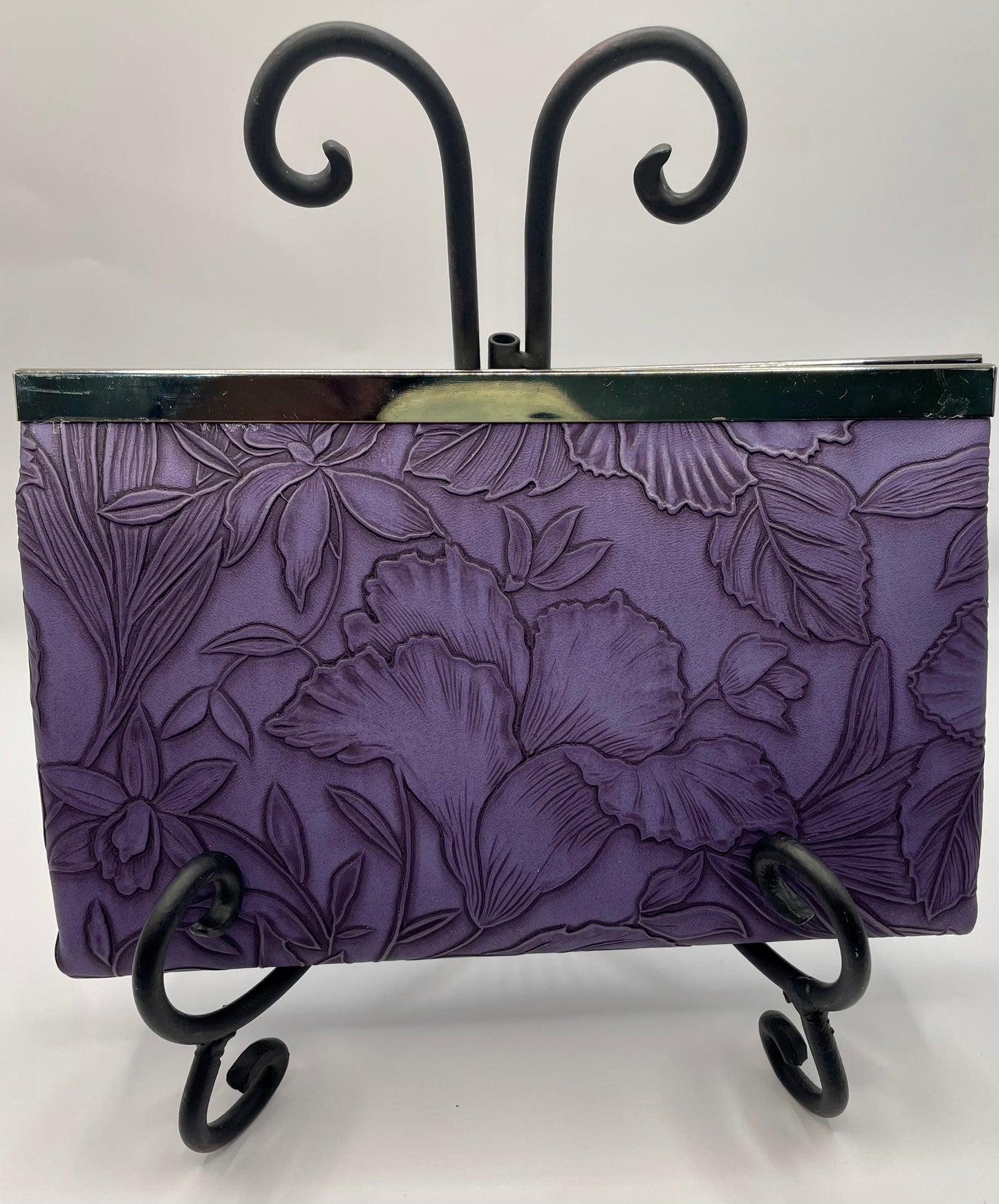 Wallet/Clutch with Purple Embossed Faux Leather