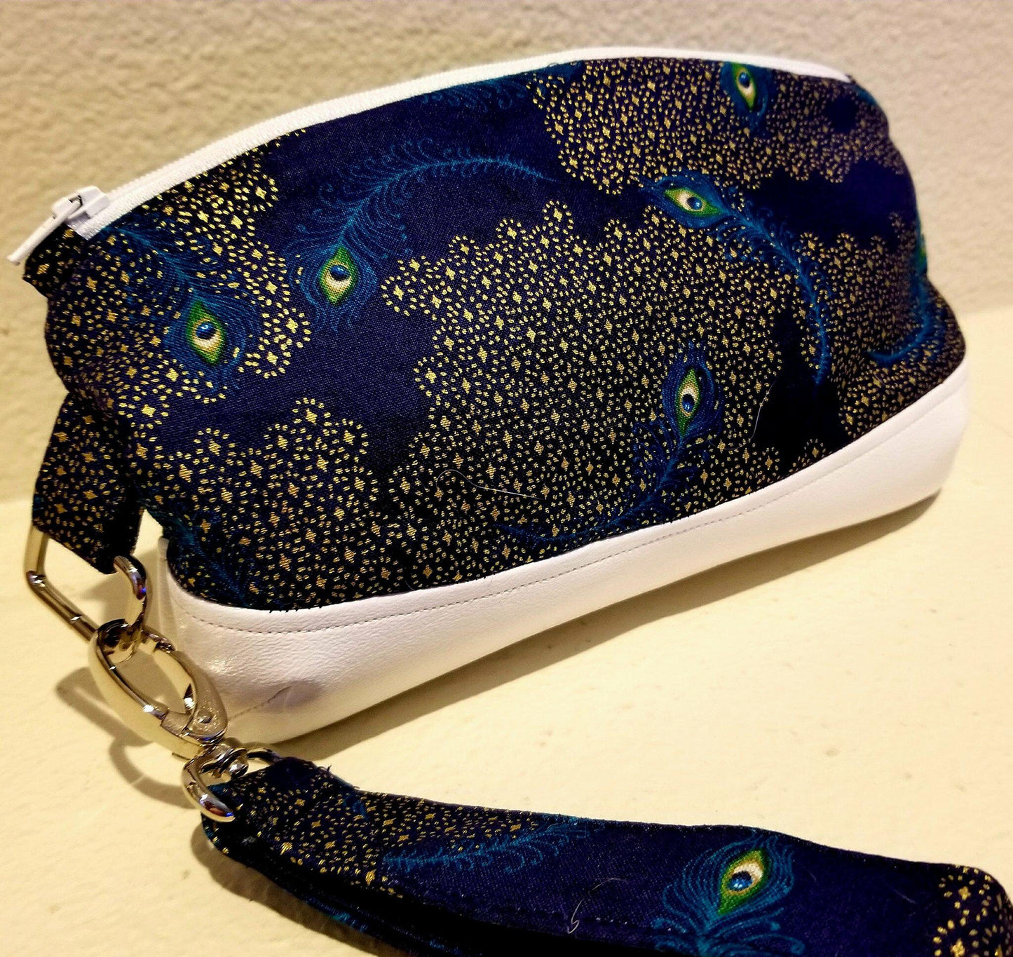 Clematis Wristlet-Blue/Turquoise/Gold Metallic Peacock