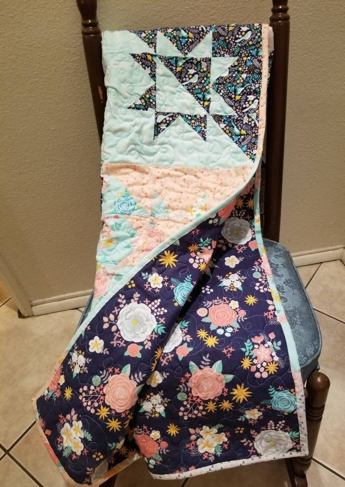 Handmade Happy Star Lap or Baby Quilt