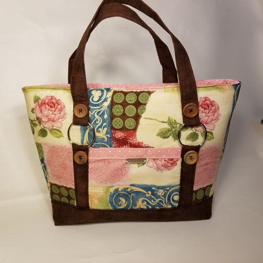 Handbag, Tote Bag, Diaper Bag, Fabric Purse,  Handmade, Gift, Large Bag, Carry All Bag, Zipper Closure