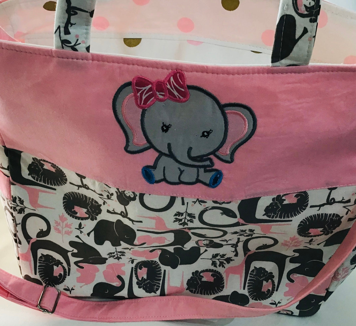 Diaper Bag Dotty the Elephant Diaper Bag/Tote with embroidered Elephant