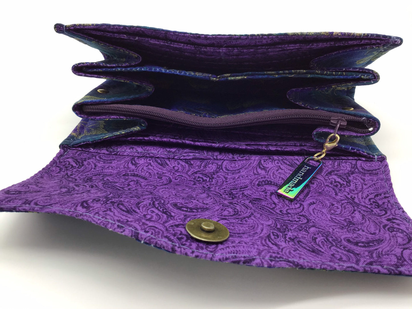 Women’s Wallet Blue/Purple/Gold Leaf Design Necessary Clutch Wallet