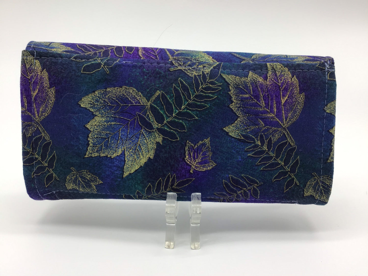 Women’s Wallet Blue/Purple/Gold Leaf Design Necessary Clutch Wallet