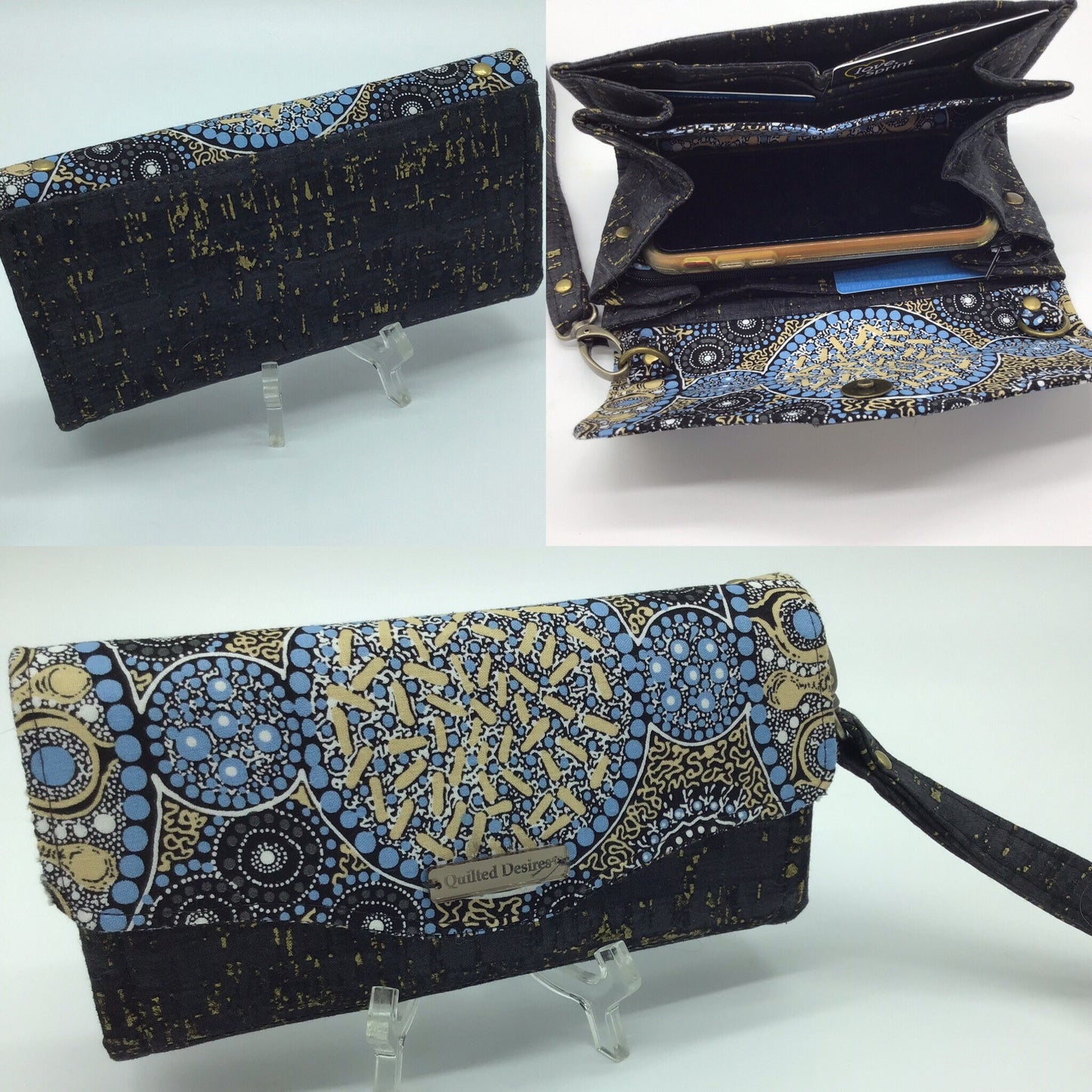 Women’s Wallet Blue/Black/ Necessary Clutch Wallet