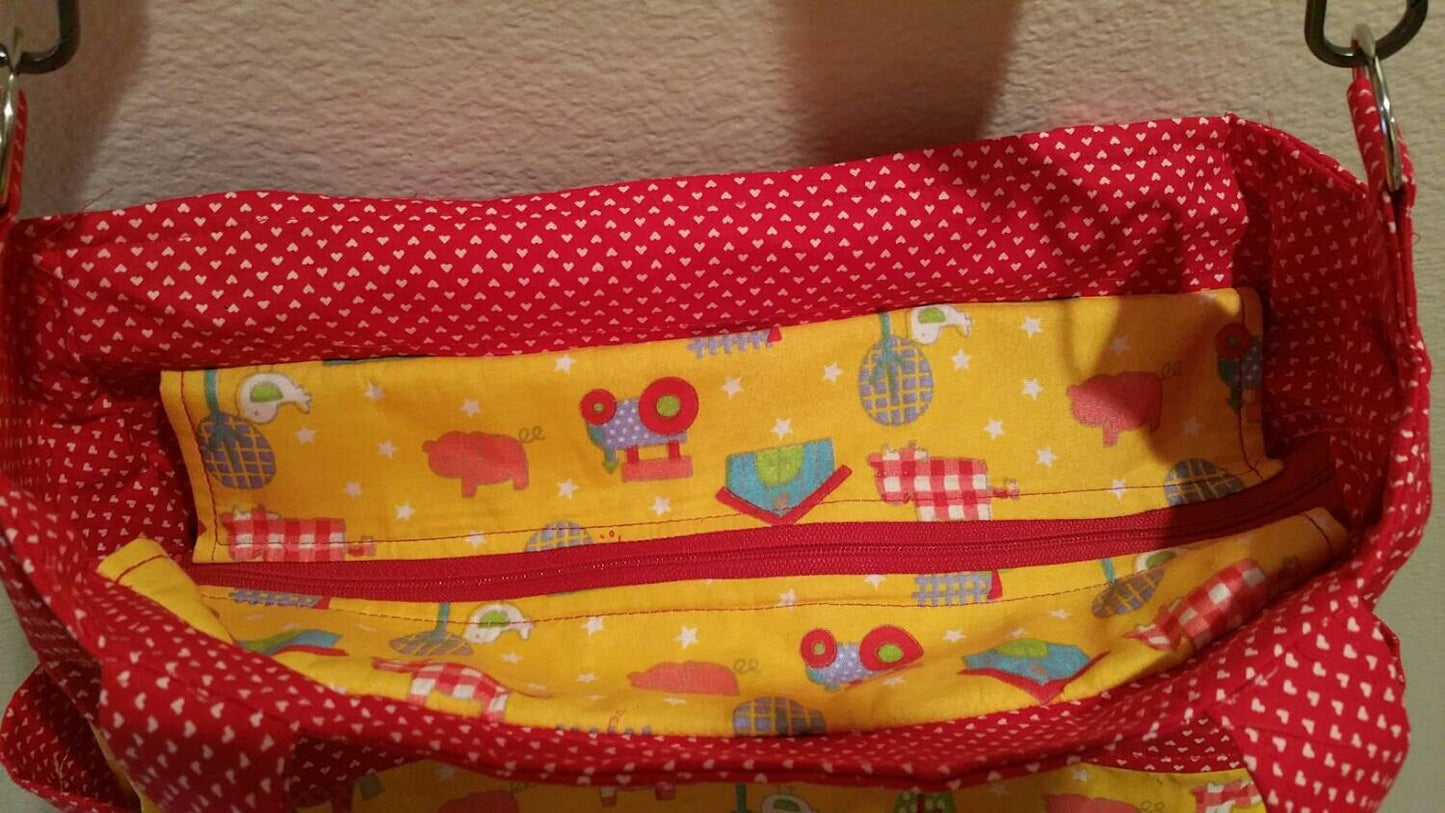 SALE:Fun on the Farm Diaper Bag/Tote with embroidered cow