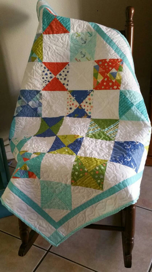 SALE: Baby Quilt, Anchors Away