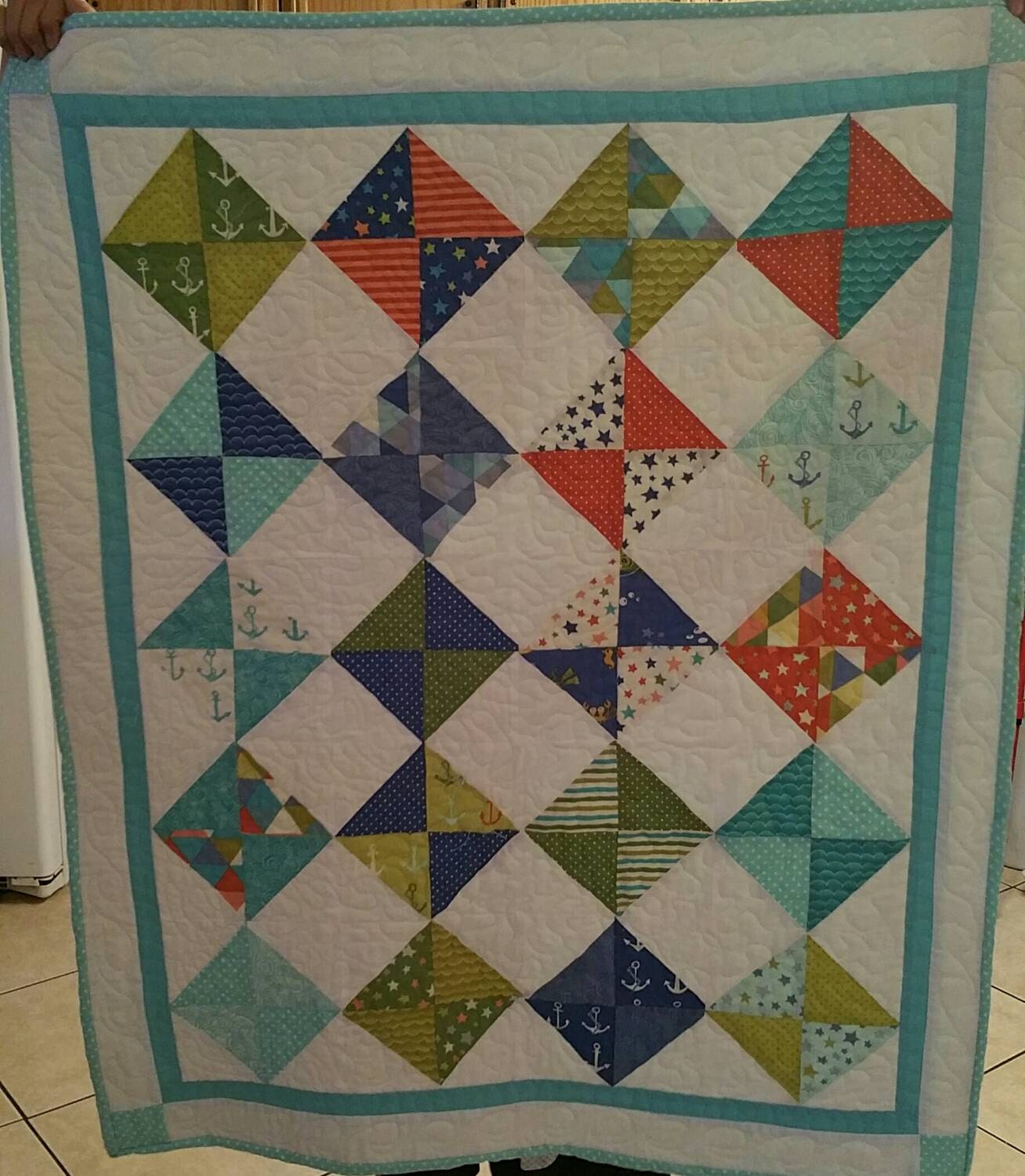 SALE: Baby Quilt, Anchors Away